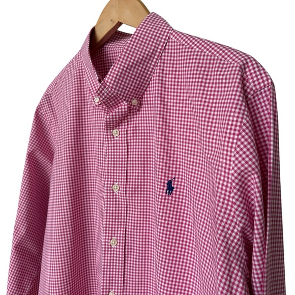 Ralph Lauren Other - Ralph Lauren Men's Pink Gingham Long Sleeve Button-Up Shirt Size L Casual Cotton